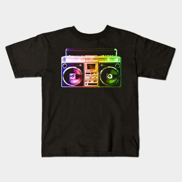 Rainbow Boombox Kids T-Shirt by robotface